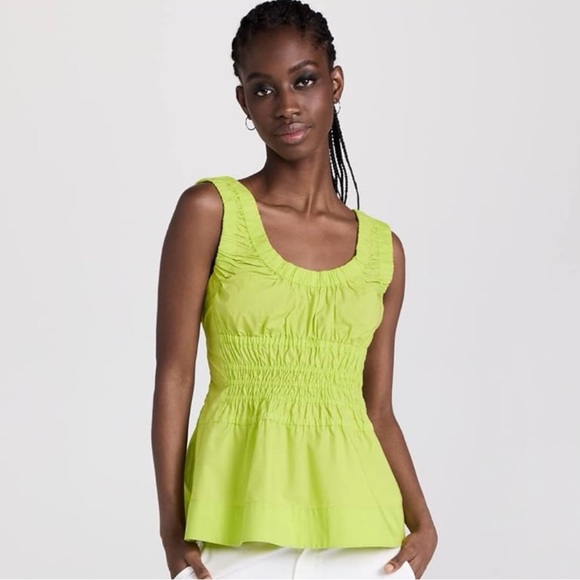 Proenza Schouler Tops - Proenza Schouler White Label Poplin Gathered Tank Top Green Apple - EUC, Size 6